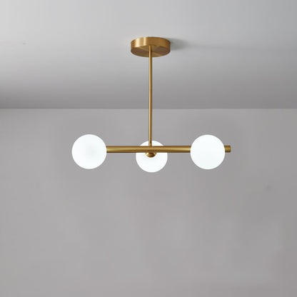Simplicity Ball Island Light Kit Glass Dining Room Pendant Lighting Fixture in Brass 3 Brass Milk White Clearhalo 'Ceiling Lights' 'Glass shade' 'Glass' 'Island Lights' Lighting' 2039099