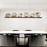 Amber Glass Stone Pendant Lamp Minimalist 6-Bulb Island Lighting Fixture in Brown Clearhalo 'Ceiling Lights' 'Glass shade' 'Glass' 'Island Lights' Lighting' 2039111