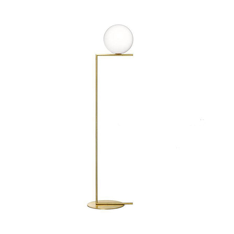 Ball Living Room Floor Lighting Opal Glass 1-Light Contemporary Standing Lamp in Gold Clearhalo 'Floor Lamps' 'Lamps' Lighting' 2039124