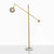 1-Bulb Living Room Floor Lamp Simple Gold Swing Arm Standing Light with Globe Smoke Grey Glass Shade Marble Clearhalo 'Floor Lamps' 'Lamps' Lighting' 2039129