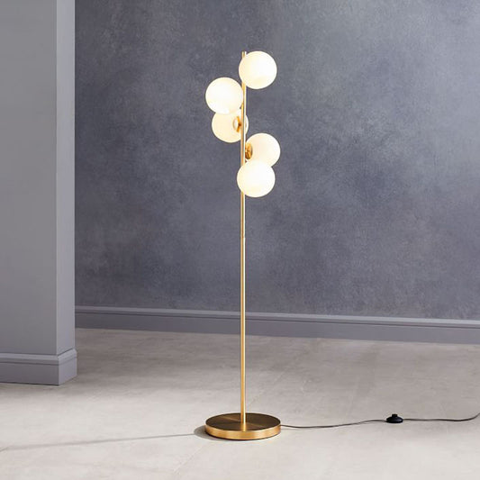 Orb Floor Standing Lamp Modernity Milky Glass 5-Light Gold Reading Floor Lighting for Living Room Clearhalo 'Floor Lamps' 'Lamps' Lighting' 2039150