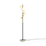Gold and Black Ball Floor Lighting Minimalist 6-Bulb Cream Glass Standing Floor Lamp with Spiral Design Clearhalo 'Floor Lamps' 'Lamps' Lighting' 2039158