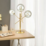 Sphere Silver Glass Night Lighting Modern 3 Heads Gold Rotatable Nightstand Lamp for Bedroom Clearhalo 'Lamps' 'Table Lamps' Lighting' 2039183
