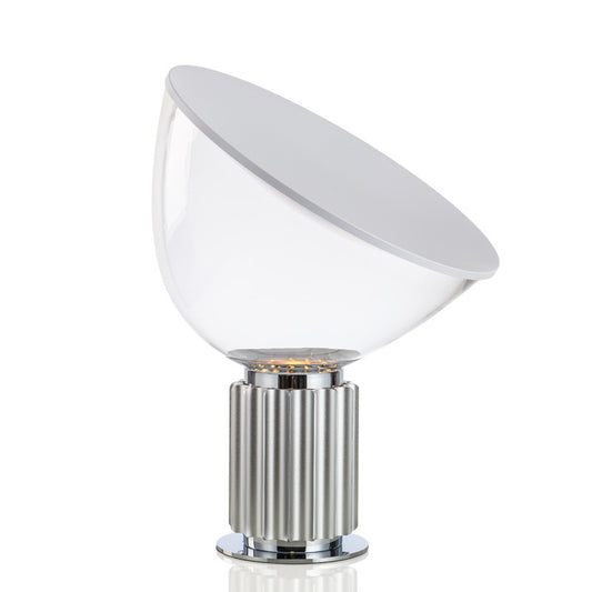 White Glass Radar Shaped Table Light Modern Style 1-Bulb Night Lighting for Bedside Silver