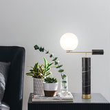 Milky Glass Global Night Table Light Modernity 1-Bulb Black Nightstand Lamp for Living Room Clearhalo 'Lamps' 'Table Lamps' Lighting' 2039195