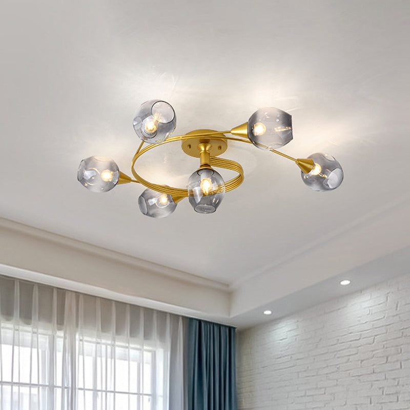 Gradient Dimpled Glass Cup Flush Mount Simplicity Ceiling Flush with Spiral Design Clearhalo 'Ceiling Lights' 'Close To Ceiling Lights' 'Close to ceiling' 'Flush mount' Lighting' 2039223