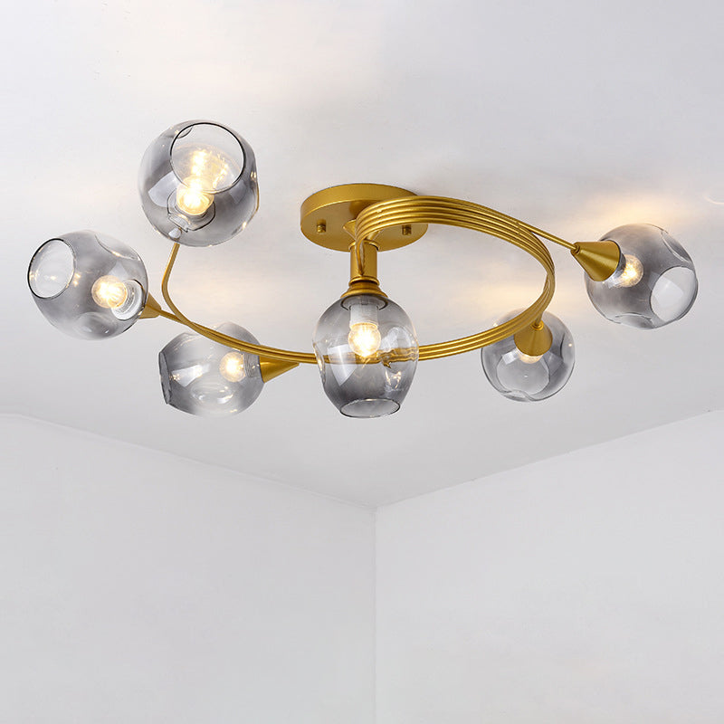 Gradient Dimpled Glass Cup Flush Mount Simplicity Ceiling Flush with Spiral Design Clearhalo 'Ceiling Lights' 'Close To Ceiling Lights' 'Close to ceiling' 'Flush mount' Lighting' 2039224