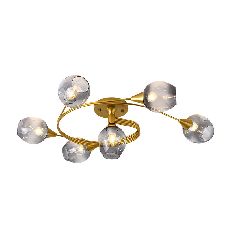 Gradient Dimpled Glass Cup Flush Mount Simplicity Ceiling Flush with Spiral Design Clearhalo 'Ceiling Lights' 'Close To Ceiling Lights' 'Close to ceiling' 'Flush mount' Lighting' 2039225