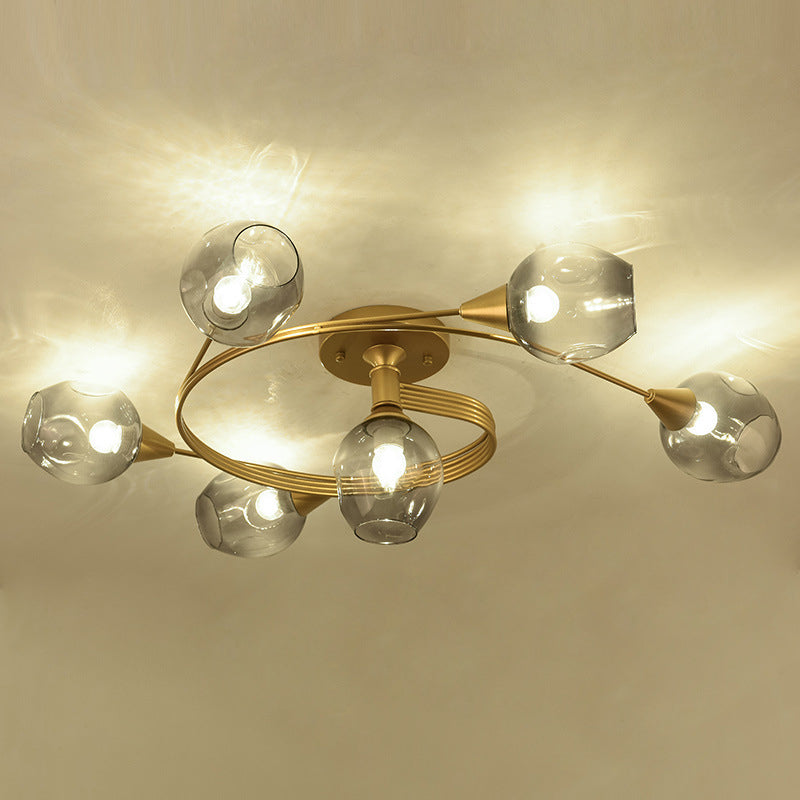 Gradient Dimpled Glass Cup Flush Mount Simplicity Ceiling Flush with Spiral Design Clearhalo 'Ceiling Lights' 'Close To Ceiling Lights' 'Close to ceiling' 'Flush mount' Lighting' 2039226
