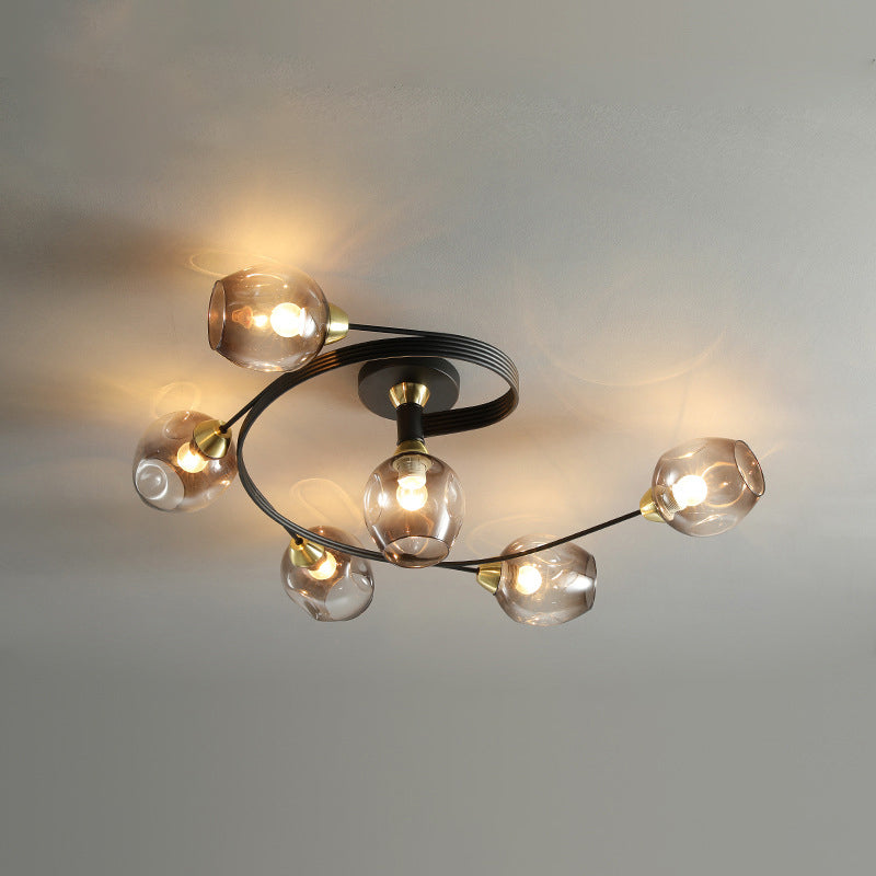 Gradient Dimpled Glass Cup Flush Mount Simplicity Ceiling Flush with Spiral Design Clearhalo 'Ceiling Lights' 'Close To Ceiling Lights' 'Close to ceiling' 'Flush mount' Lighting' 2039228