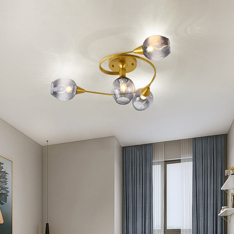 Gradient Dimpled Glass Cup Flush Mount Simplicity Ceiling Flush with Spiral Design Clearhalo 'Ceiling Lights' 'Close To Ceiling Lights' 'Close to ceiling' 'Flush mount' Lighting' 2039230