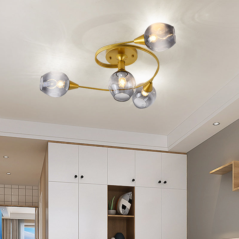 Gradient Dimpled Glass Cup Flush Mount Simplicity Ceiling Flush with Spiral Design Clearhalo 'Ceiling Lights' 'Close To Ceiling Lights' 'Close to ceiling' 'Flush mount' Lighting' 2039231