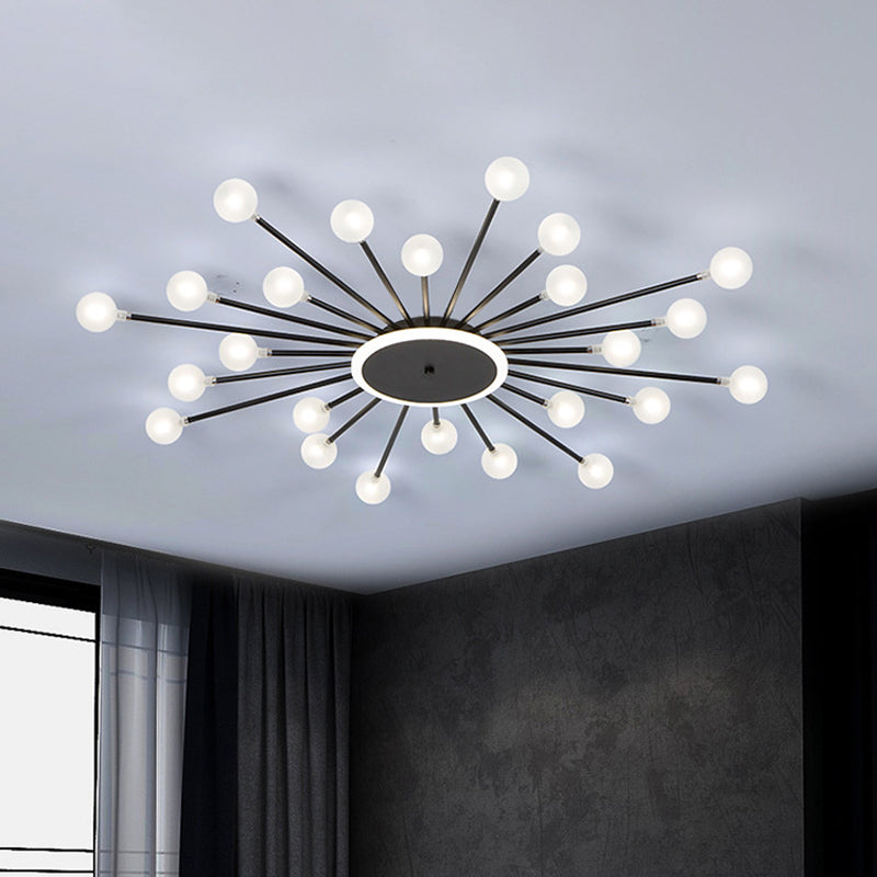 Radial Bedroom Flush Mount Fixture Metal LED Minimalistic Close to Ceiling Light 24 Black B Clearhalo 'Ceiling Lights' 'Close To Ceiling Lights' 'Close to ceiling' 'Flush mount' Lighting' 2039302