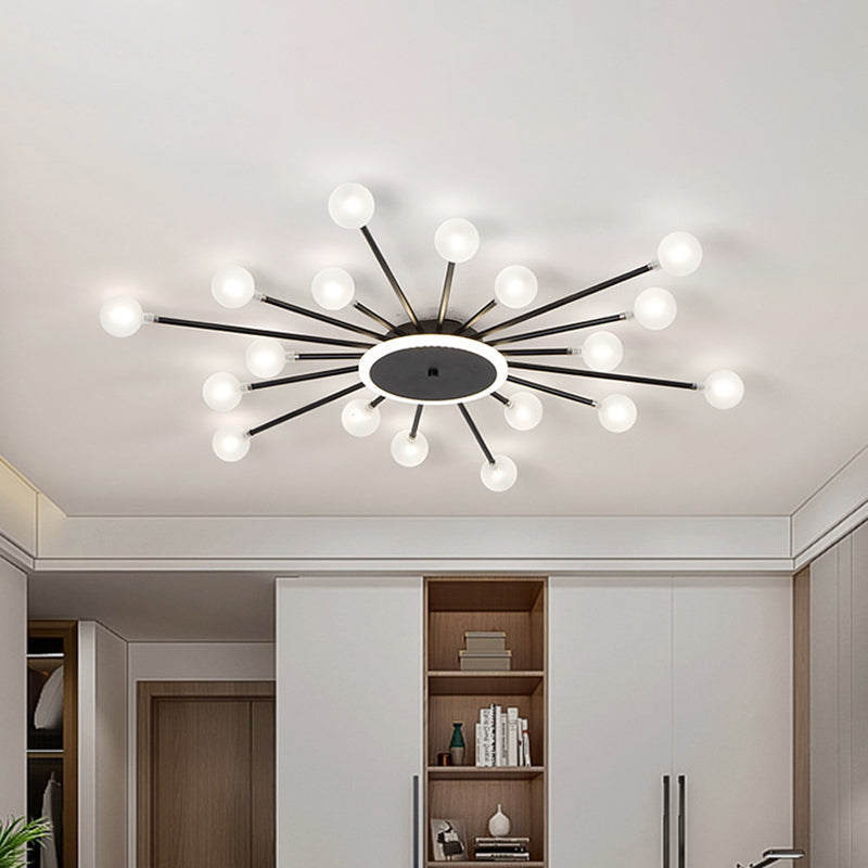 Radial Bedroom Flush Mount Fixture Metal LED Minimalistic Close to Ceiling Light 18 Black B Clearhalo 'Ceiling Lights' 'Close To Ceiling Lights' 'Close to ceiling' 'Flush mount' Lighting' 2039304
