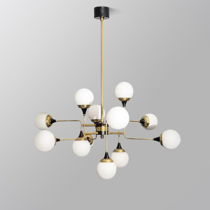 Bubble Chandelier Lamp Modernity Milky Glass 12 Heads Gold and Black Pendant Lighting Fixture for Dining Room Clearhalo 'Ceiling Lights' 'Chandeliers' 'Glass shade' 'Glass' 'Modern Chandeliers' 'Modern' Lighting' 2039307