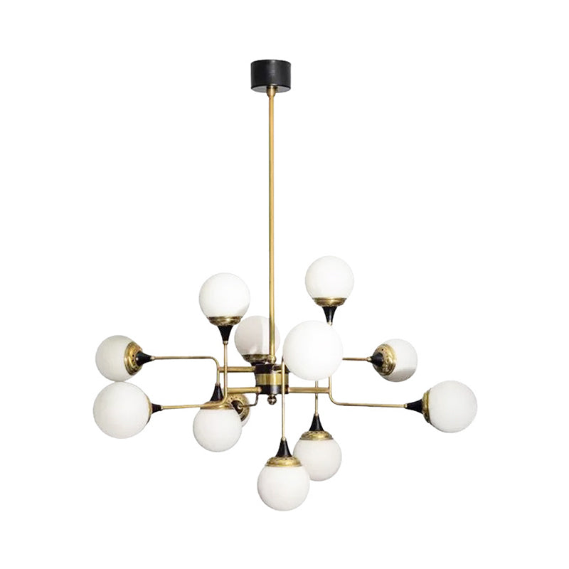 Bubble Chandelier Lamp Modernity Milky Glass 12 Heads Gold and Black Pendant Lighting Fixture for Dining Room Clearhalo 'Ceiling Lights' 'Chandeliers' 'Glass shade' 'Glass' 'Modern Chandeliers' 'Modern' Lighting' 2039310