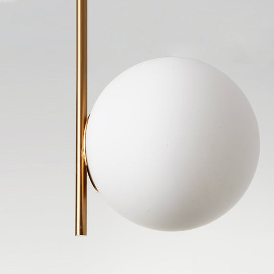 Nordic 2 Lights Chandelier Lighting Gold Sphere Pendant Light Kit with Opal Glass Shade Clearhalo 'Ceiling Lights' 'Chandeliers' 'Glass shade' 'Glass' 'Modern Chandeliers' 'Modern' Lighting' 2039329