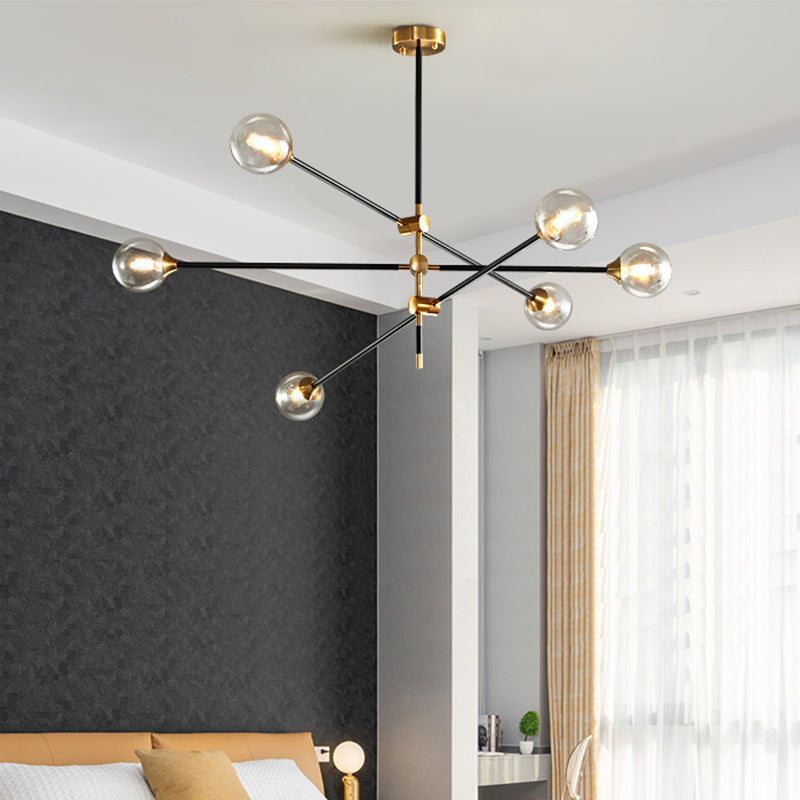 Molecular Pendant Chandelier Modern Glass Living Room Hanging Ceiling Light in Gold and Black 6 Gold-Black B Clearhalo 'Ceiling Lights' 'Chandeliers' 'Glass shade' 'Glass' 'Modern Chandeliers' 'Modern' Lighting' 2039330