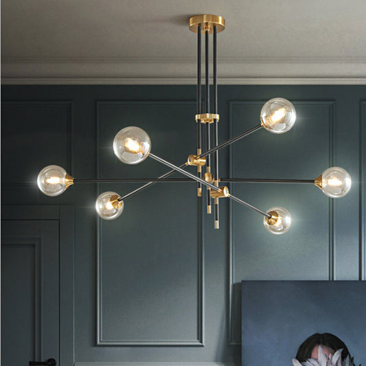 Molecular Pendant Chandelier Modern Glass Living Room Hanging Ceiling Light in Gold and Black Clearhalo 'Ceiling Lights' 'Chandeliers' 'Glass shade' 'Glass' 'Modern Chandeliers' 'Modern' Lighting' 2039331