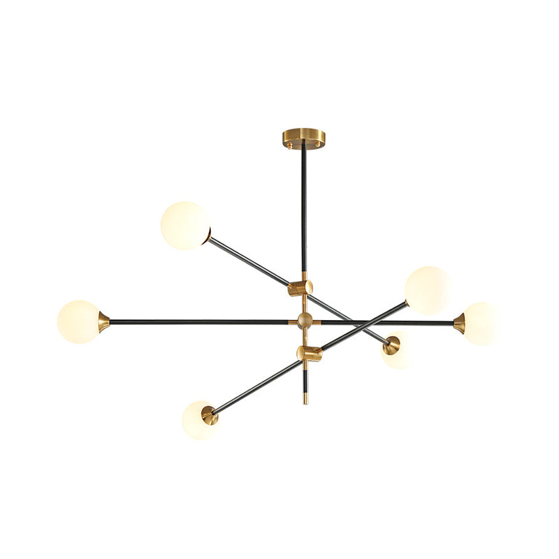 Molecular Pendant Chandelier Modern Glass Living Room Hanging Ceiling Light in Gold and Black 6 Gold-Black A Clearhalo 'Ceiling Lights' 'Chandeliers' 'Glass shade' 'Glass' 'Modern Chandeliers' 'Modern' Lighting' 2039333
