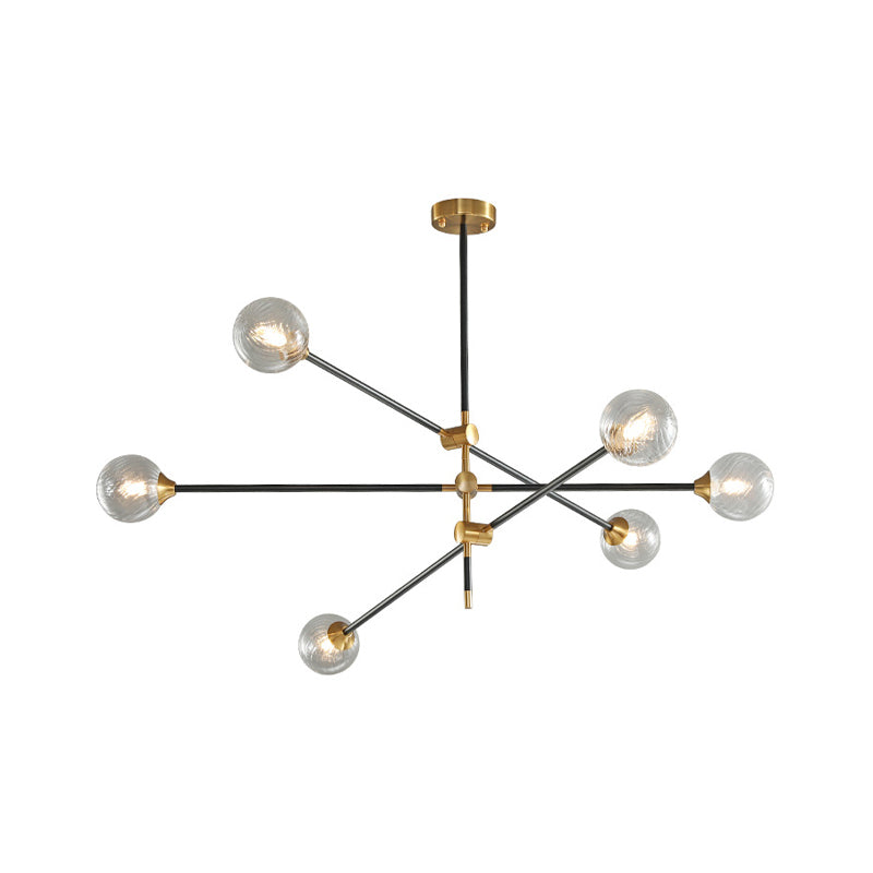 Molecular Pendant Chandelier Modern Glass Living Room Hanging Ceiling Light in Gold and Black 6 Gold-Black C Clearhalo 'Ceiling Lights' 'Chandeliers' 'Glass shade' 'Glass' 'Modern Chandeliers' 'Modern' Lighting' 2039334