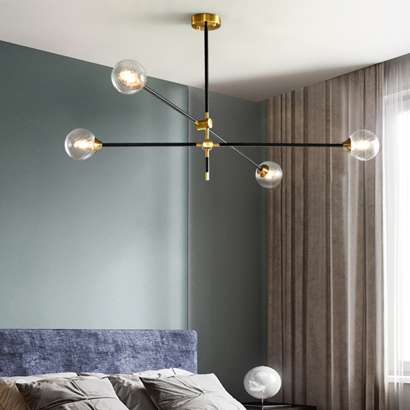 Molecular Pendant Chandelier Modern Glass Living Room Hanging Ceiling Light in Gold and Black 4 Gold-Black C Clearhalo 'Ceiling Lights' 'Chandeliers' 'Glass shade' 'Glass' 'Modern Chandeliers' 'Modern' Lighting' 2039335