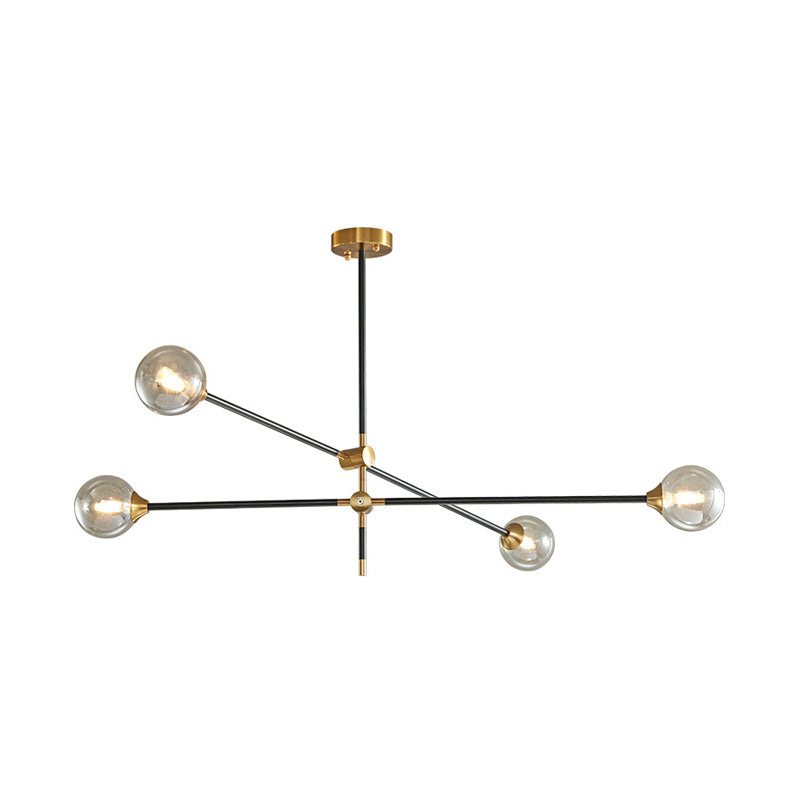 Molecular Pendant Chandelier Modern Glass Living Room Hanging Ceiling Light in Gold and Black 4 Gold-Black B Clearhalo 'Ceiling Lights' 'Chandeliers' 'Glass shade' 'Glass' 'Modern Chandeliers' 'Modern' Lighting' 2039337