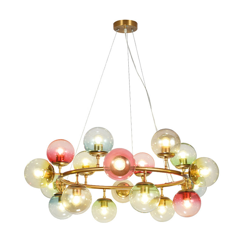 Multicolored Glass Bubble Pendant Lamp Minimalist Ceiling Chandelier for Living Room Clearhalo 'Ceiling Lights' 'Chandeliers' 'Glass shade' 'Glass' 'Modern Chandeliers' 'Modern' Lighting' 2039354