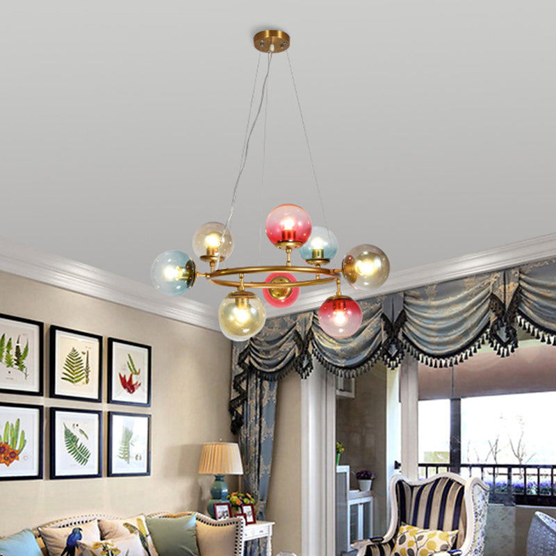 Multicolored Glass Bubble Pendant Lamp Minimalist Ceiling Chandelier for Living Room Clearhalo 'Ceiling Lights' 'Chandeliers' 'Glass shade' 'Glass' 'Modern Chandeliers' 'Modern' Lighting' 2039357