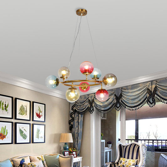 Multicolored Glass Bubble Pendant Lamp Minimalist Ceiling Chandelier for Living Room Clearhalo 'Ceiling Lights' 'Chandeliers' 'Glass shade' 'Glass' 'Modern Chandeliers' 'Modern' Lighting' 2039357