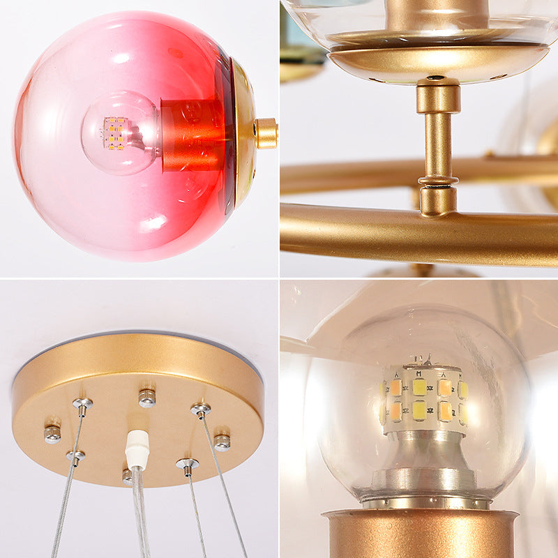 Multicolored Glass Bubble Pendant Lamp Minimalist Ceiling Chandelier for Living Room Clearhalo 'Ceiling Lights' 'Chandeliers' 'Glass shade' 'Glass' 'Modern Chandeliers' 'Modern' Lighting' 2039358