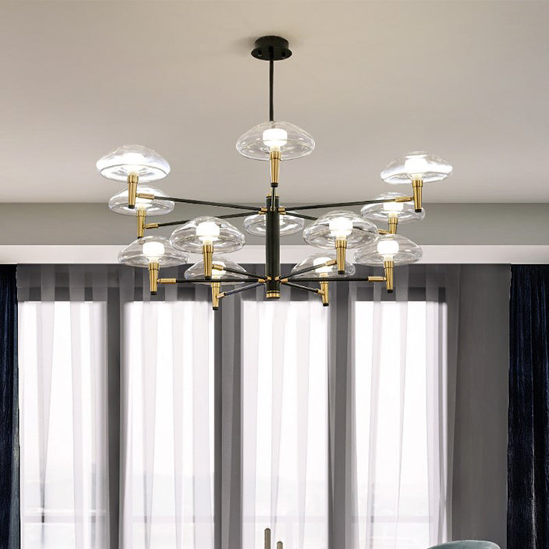 Nordic Chandelier Lamp Gold and Black Jellyfish Pendant Light Kit with Clear Glass Shade Clearhalo 'Ceiling Lights' 'Chandeliers' 'Glass shade' 'Glass' 'Modern Chandeliers' 'Modern' Lighting' 2039402