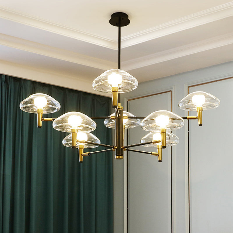Nordic Chandelier Lamp Gold and Black Jellyfish Pendant Light Kit with Clear Glass Shade Clearhalo 'Ceiling Lights' 'Chandeliers' 'Glass shade' 'Glass' 'Modern Chandeliers' 'Modern' Lighting' 2039404
