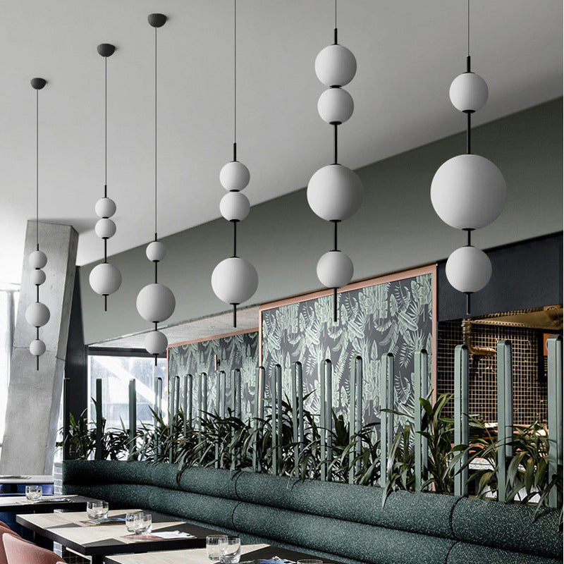 Ball Dining Room Pendulum Light Cream Glass LED Modernity Chandelier ...