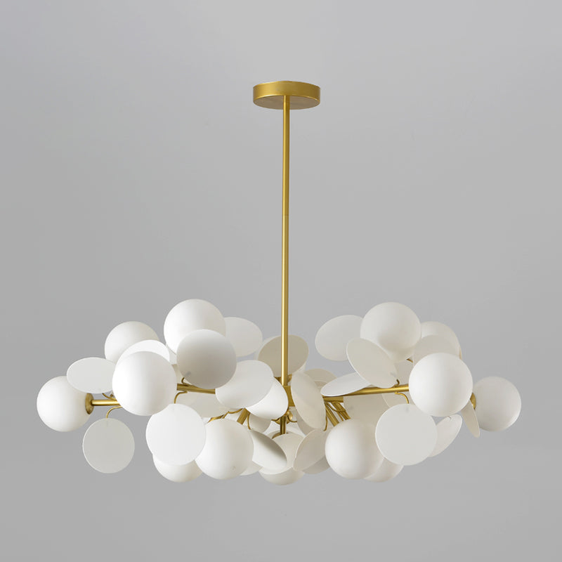 Brass Sphere Chandelier Lamp Contemporary Milky Glass Pendant Lighting Fixture with Multi-Circle Decoration Clearhalo 'Ceiling Lights' 'Chandeliers' 'Glass shade' 'Glass' 'Modern Chandeliers' 'Modern' Lighting' 2039460