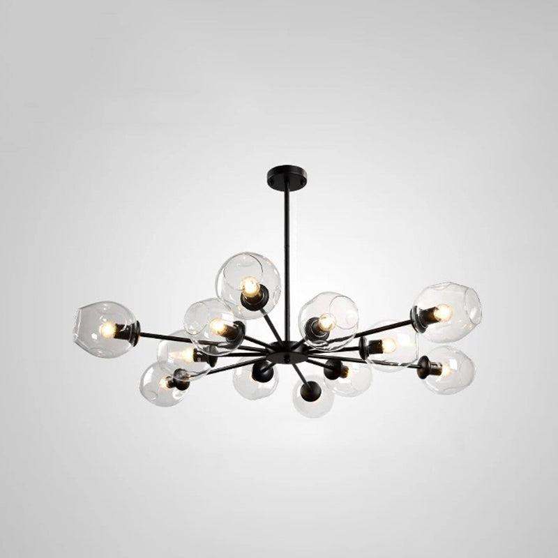 Cup Shade Ceiling Chandelier Nordic Gradient Dimpled Glass Suspension Pendant Light for Living Room Clearhalo 'Ceiling Lights' 'Chandeliers' 'Glass shade' 'Glass' 'Modern Chandeliers' 'Modern' Lighting' 2039496