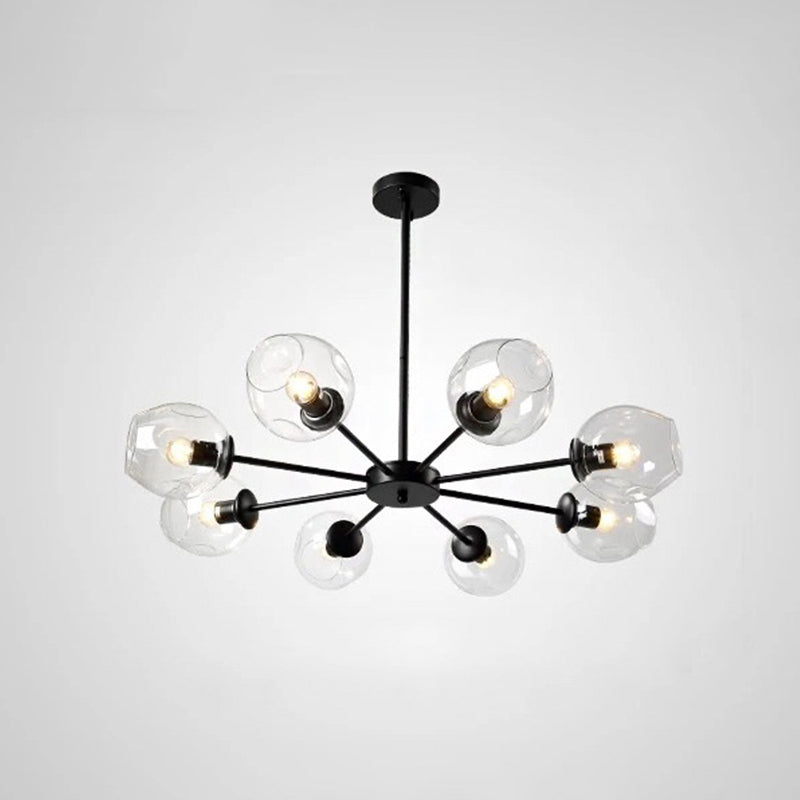 Cup Shade Ceiling Chandelier Nordic Gradient Dimpled Glass Suspension Pendant Light for Living Room Clearhalo 'Ceiling Lights' 'Chandeliers' 'Glass shade' 'Glass' 'Modern Chandeliers' 'Modern' Lighting' 2039500