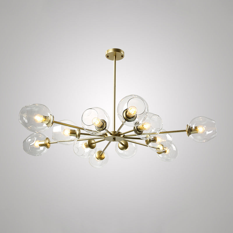 Cup Shade Ceiling Chandelier Nordic Gradient Dimpled Glass Suspension Pendant Light for Living Room Clearhalo 'Ceiling Lights' 'Chandeliers' 'Glass shade' 'Glass' 'Modern Chandeliers' 'Modern' Lighting' 2039506