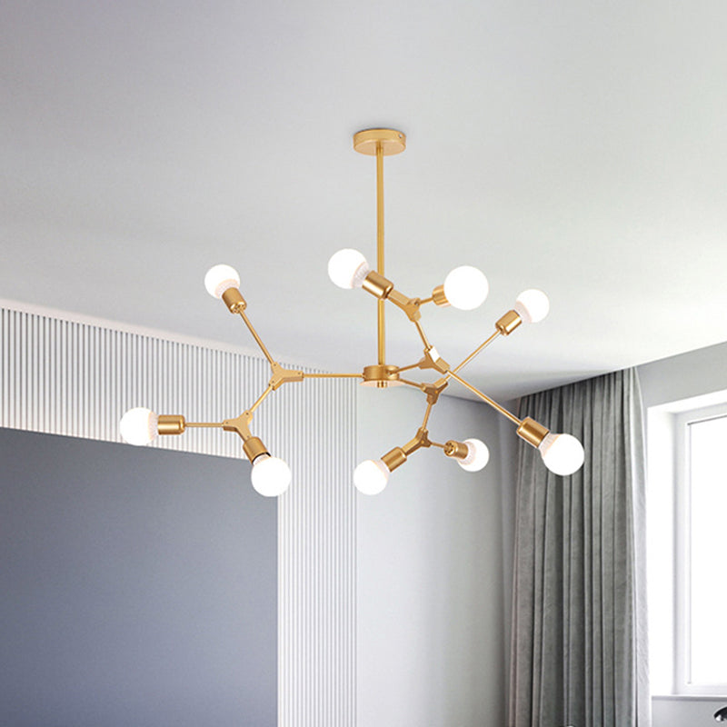 Metal Sputnik Chandelier Modern Pendant Lighting Fixture with Molecular White Glass Shade Clearhalo 'Ceiling Lights' 'Chandeliers' 'Glass shade' 'Glass' 'Modern Chandeliers' 'Modern' 'Pendant Lights' Lighting' 2039522