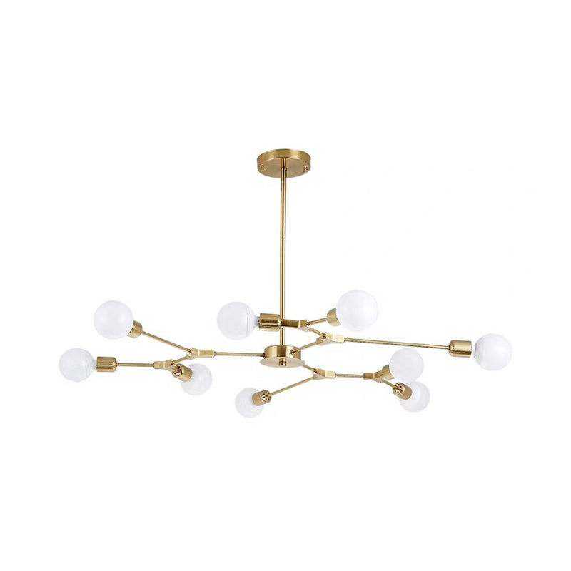 Metal Sputnik Chandelier Modern Pendant Lighting Fixture with Molecular White Glass Shade Clearhalo 'Ceiling Lights' 'Chandeliers' 'Glass shade' 'Glass' 'Modern Chandeliers' 'Modern' 'Pendant Lights' Lighting' 2039524