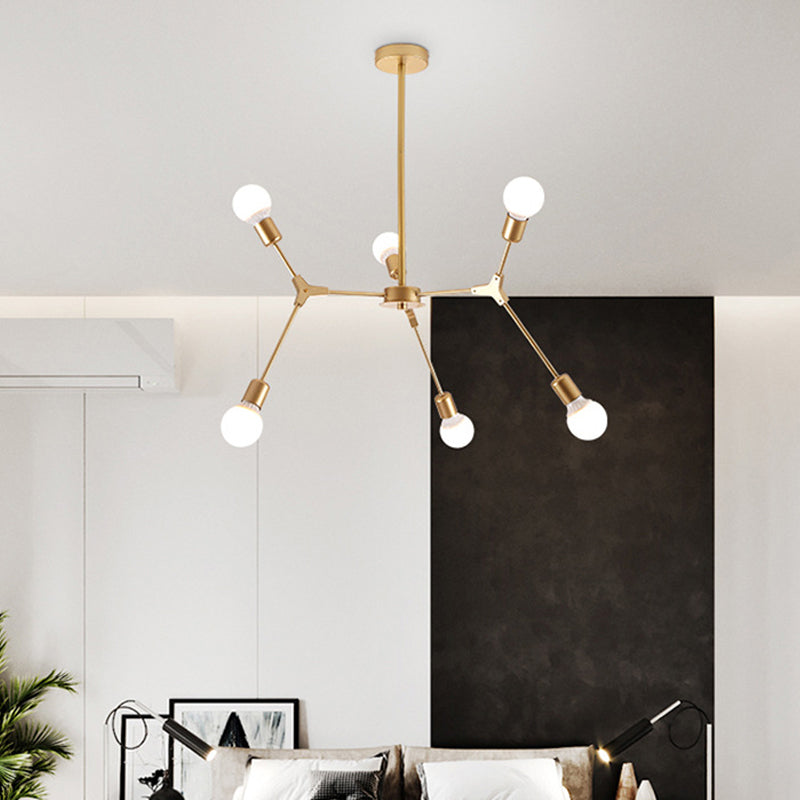 Metal Sputnik Chandelier Modern Pendant Lighting Fixture with Molecular White Glass Shade Clearhalo 'Ceiling Lights' 'Chandeliers' 'Glass shade' 'Glass' 'Modern Chandeliers' 'Modern' 'Pendant Lights' Lighting' 2039526