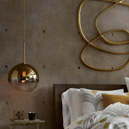 Globe Fading Glass Hanging Lighting Contemporary 1-Light Gold Pendant Light Fixture for Bedroom Gold Clearhalo 'Ceiling Lights' 'Glass shade' 'Glass' 'Modern Pendants' 'Modern' 'Pendant Lights' 'Pendants' Lighting' 2039536