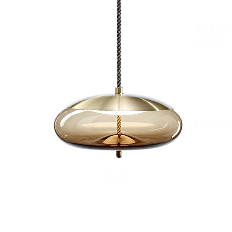 Geometry Amber Glass Suspension Lamp Contemporary 1-Light Pendant Lighting Fixture for Dining Room Amber D Clearhalo 'Ceiling Lights' 'Chandeliers' 'Glass shade' 'Glass' 'Modern Pendants' 'Modern' 'Pendant Lights' 'Pendants' Lighting' 2039554