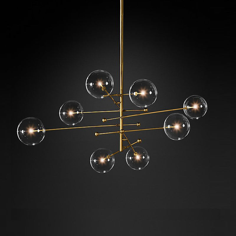 8 Lights Dining Room Chandelier Lamp Simplicity Pendant Lamp with Spherical Clear Glass Shade Clearhalo 'Ceiling Lights' 'Chandeliers' 'Close To Ceiling Lights' 'Glass shade' 'Glass' 'Modern Chandeliers' 'Modern' Lighting' 2039557