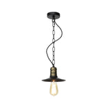 7"/8.5"/10" Wide Wrought Iron Black Pendant Flat 1-Light Retro Hanging Ceiling Light for Living Room Clearhalo 'Art Deco Pendants' 'Black' 'Cast Iron' 'Ceiling Lights' 'Ceramic' 'Crystal' 'Industrial Pendants' 'Industrial' 'Metal' 'Middle Century Pendants' 'Pendant Lights' 'Pendants' 'Rustic Pendants' 'Tiffany' Lighting' 204033