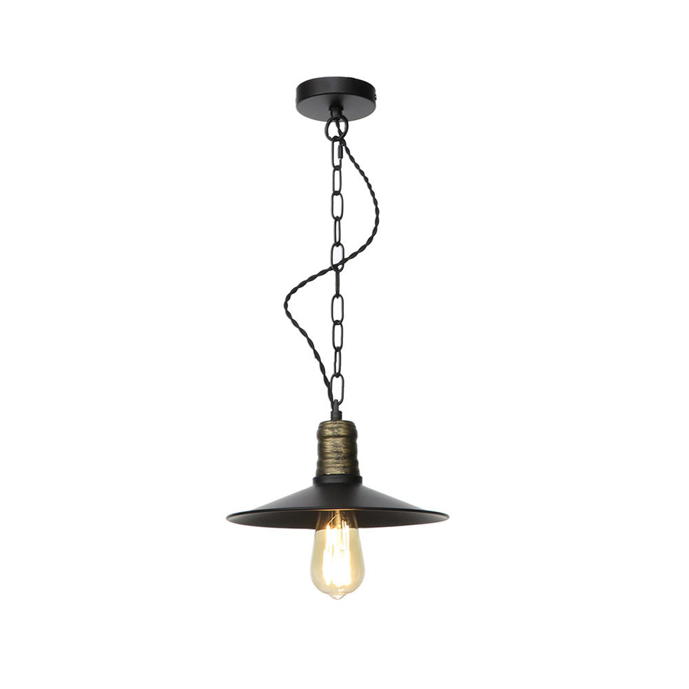 7"/8.5"/10" Wide Wrought Iron Black Pendant Flat 1-Light Retro Hanging Ceiling Light for Living Room Clearhalo 'Art Deco Pendants' 'Black' 'Cast Iron' 'Ceiling Lights' 'Ceramic' 'Crystal' 'Industrial Pendants' 'Industrial' 'Metal' 'Middle Century Pendants' 'Pendant Lights' 'Pendants' 'Rustic Pendants' 'Tiffany' Lighting' 204041