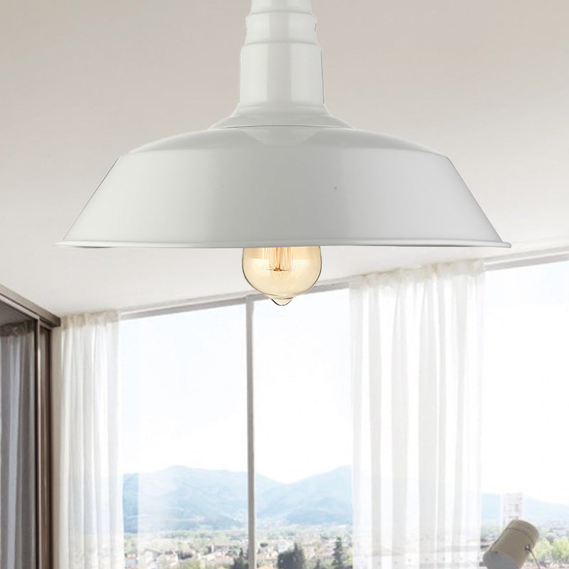 10"/14"/18" Dia Barn Dining Room Ceiling Light Fixture Vintage Style Iron 1 Light Black/White Semi Flush Ceiling Light Clearhalo 'Ceiling Lights' 'Close To Ceiling Lights' 'Close to ceiling' 'Flush mount' 'Industrial Flush Mount' Lighting' 204051