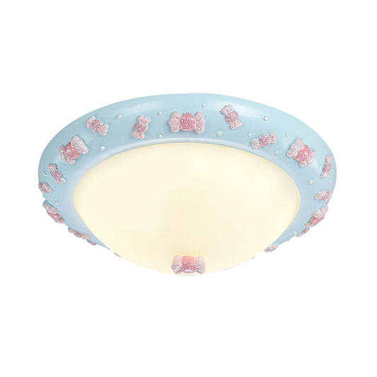 Frosted Glass Bowl Ceiling Mount Light Child Bedroom Cute LED Ceiling Lamp Clearhalo 'Ceiling Lights' 'Close To Ceiling Lights' 'Close to ceiling' 'Flush mount' Lighting' 204071