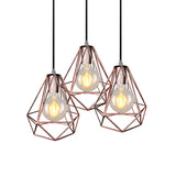 1-Light Pendant Ceiling Light Country Diamond Wire Cage Wrought Iron Pendant Lamp in Black/Copper/Gold for Living Room Clearhalo 'Art Deco Pendants' 'Black' 'Cast Iron' 'Ceiling Lights' 'Ceramic' 'Crystal' 'Industrial Pendants' 'Industrial' 'Metal' 'Middle Century Pendants' 'Pendant Lights' 'Pendants' 'Rustic Pendants' 'Tiffany' Lighting' 204161