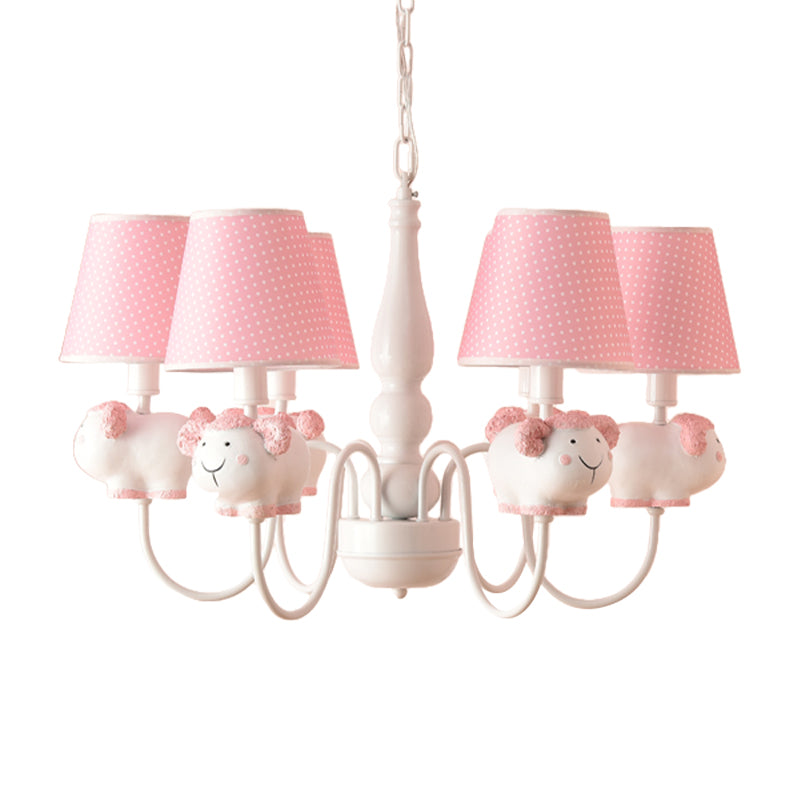 Resin Animal Pendant Light with Tapered Shade 6 Lights Cartoon Chandelier for Nursing Room Clearhalo 'Ceiling Lights' 'Chandeliers' Lighting' options 204185